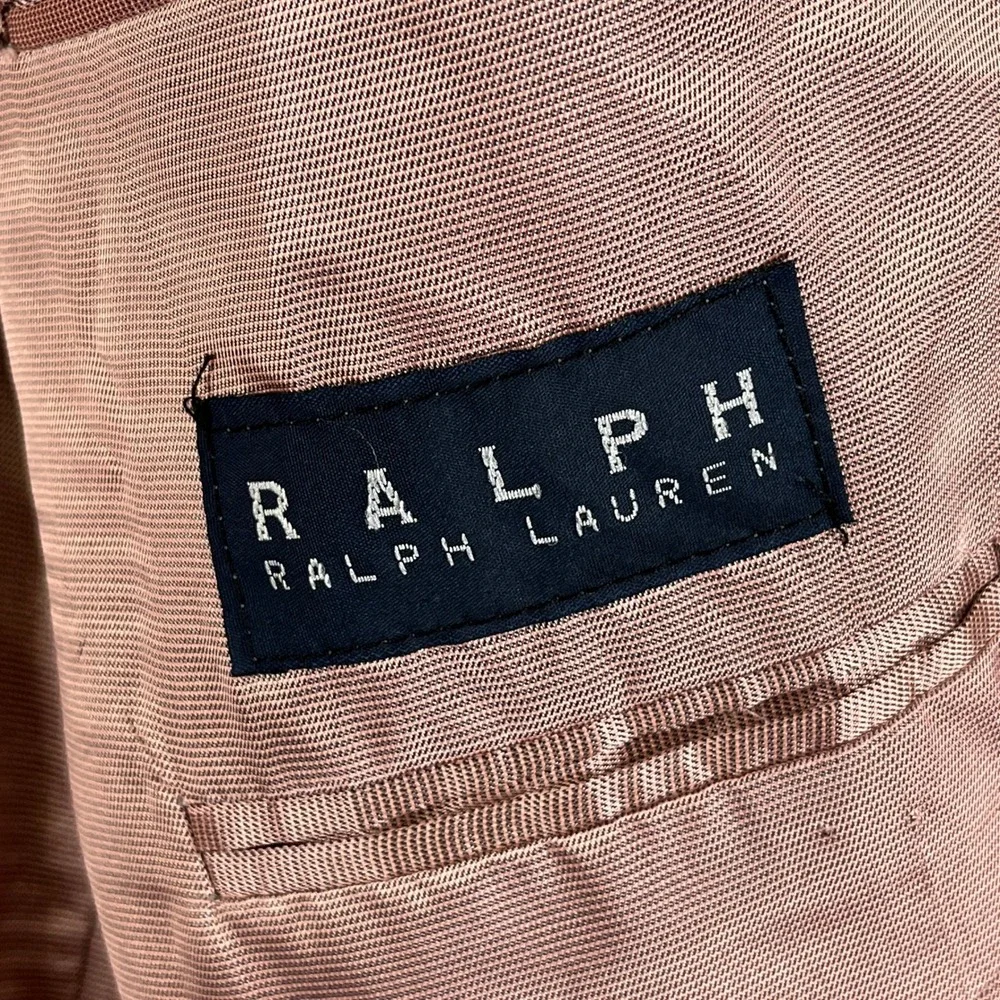 Ralph Lauren Wool Cashmere Blazer Mens 54R Pinstripe Pink Lining Professional